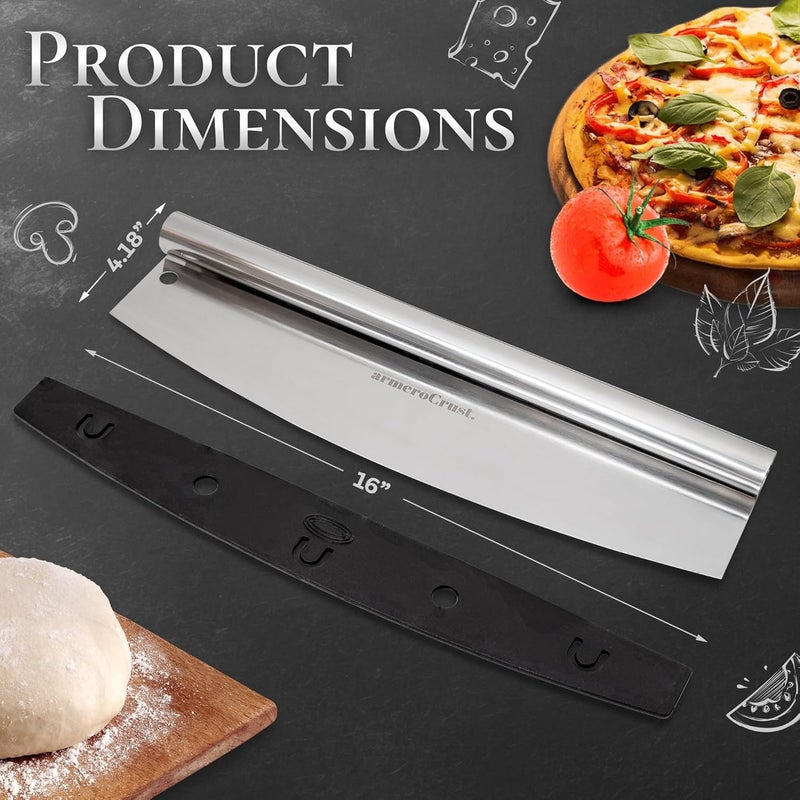 armeroCrust 16 Inch Pizza Cutter Rocker Blade - Easy Slicing - Premium Finish Pizza Slicer with Time Saving Pizza Cutter Rocker Design - Image 3